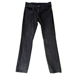 Levis 511 Slim Fit Jeans Mens 34x34 Faded Black Denim Pants WaterLess